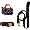 image:imageGreen Pet Bonejour Bundle White  Standard Size  Includes Bag Dispenser 960 Waste Bags Collar amp Leash in Signature Pooie Vuiton PrintBlack