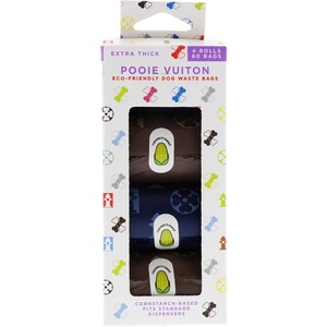 image:imageGreen Pet Bonejour Dog Waste Bags  240 Count  Biodegradable Cornstarch Material  Fit All Standard Dispensers  Signature Pooie Vuiton Print